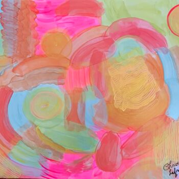 Painting titled "coeur pastel" by Christine Lefrançois, Original Artwork, Acrylic