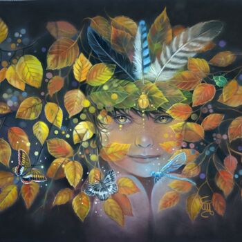 Peinture intitulée ""mon île aux trésor…" par Christine Mergnat, Œuvre d'art originale, Pastel