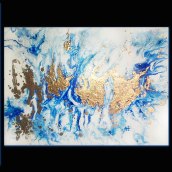 Schilderij getiteld "blue sea (3x(34cmx2…" door Christine Sylvestre, Origineel Kunstwerk, Acryl