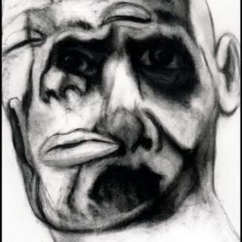 Desenho intitulada "FACE FS7 Drunk Frank" por Christophe Avella Bagur, Obras de arte originais, Carvão