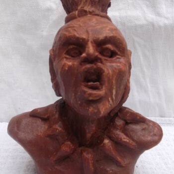 Sculpture titled "le cri de guerre in…" by Christophe Schaefer, Original Artwork, Terra cotta