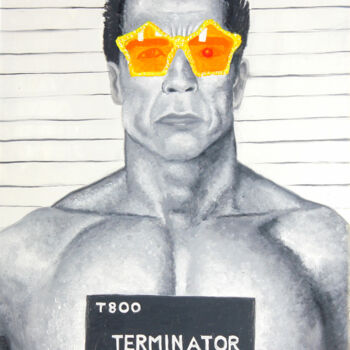 Painting titled "Terminator, arrêté…" by Christophe Stephan Durand, Original Artwork, Oil Mounted on Wood Stretcher frame