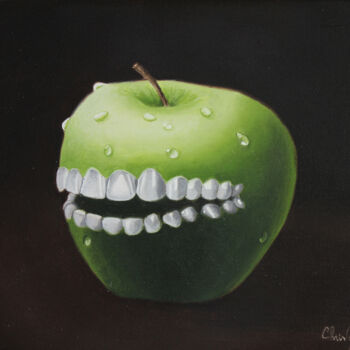 Painting titled "APPLE 2023" by Christophe Stephan Durand, Original Artwork, Oil