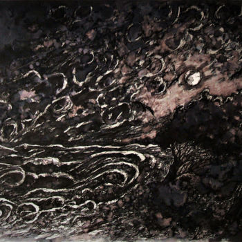 Ζωγραφική με τίτλο "La mer au clair de…" από Christophe Gol, Αυθεντικά έργα τέχνης, Μελάνι