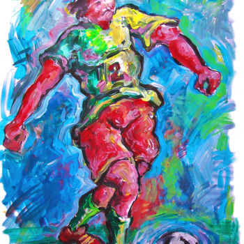 Pintura intitulada "Expression Soccer1" por Christophe Gol, Obras de arte originais, Acrílico