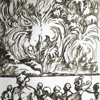 Desenho intitulada "Bouquet final" por Christophe Gol, Obras de arte originais, Tinta