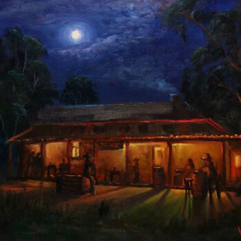 Pintura intitulada "Full Moon at Parach…" por Christopher Vidal, Obras de arte originais, Óleo