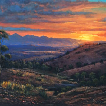 Painting titled "A sunset view on th…" by Christopher Vidal, Original Artwork, Oil