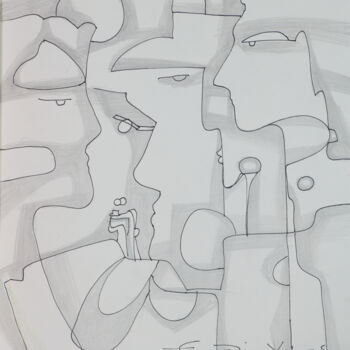 Dibujo titulada "Facing" por Christos Efstathiou, Obra de arte original, Tinta