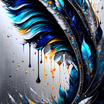 「Jeweled Feathers」というタイトルのデジタルアーツ Christy Leighによって, オリジナルのアートワーク, デジタル絵画