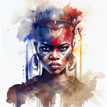 Digital Arts titled "Watercolor African…" by Chromatic Fusion Studio, Original Artwork, Watercolor