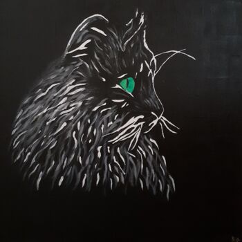 Peinture intitulée "Le chat" par Chrystelle Jagoudel, Œuvre d'art originale, Acrylique