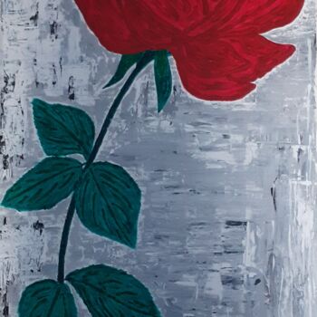 Painting titled "La Rose Passion" by Chrystelle Jagoudel, Original Artwork, Acrylic