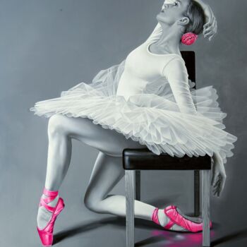 Painting titled "Ballerina - Gracefu…" by Chung Yau Shek, Original Artwork, Oil Mounted on Wood Stretcher frame