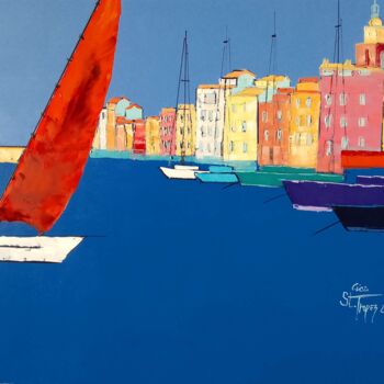 Pintura titulada "Voile à Saint Tropez" por Cica, Obra de arte original, Oleo
