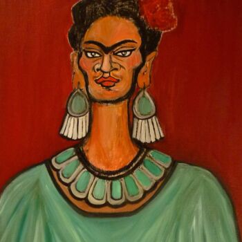 Schilderij getiteld "Portrait de Frida K…" door Cindy Millet, Origineel Kunstwerk, Olie