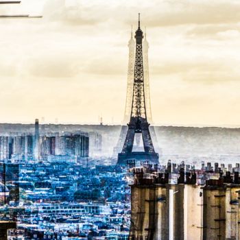 Цифровое искусство под названием "PARIS VUE DU CIEL" - Gaudi .C, Подлинное произведение искусства, 2D Цифровая Работа