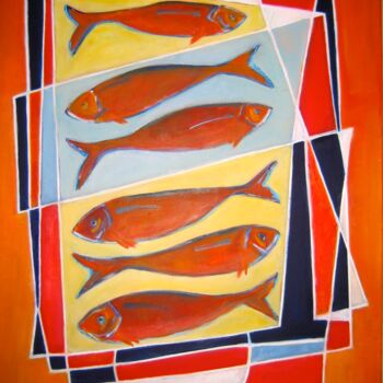 Peinture intitulée "POISSONS" par Claire, Œuvre d'art originale, Huile