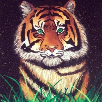 Schilderij getiteld "The Tiger" door Lun'Artist, Origineel Kunstwerk, Acryl