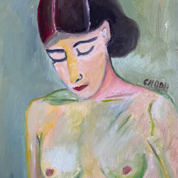 Painting titled ""Nude ..."" by Claire Marie Gay, Original Artwork, Oil Mounted on Wood Panel
