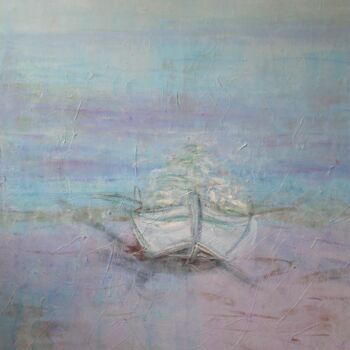 Malerei mit dem Titel "Meer & Boot" von Claire, Original-Kunstwerk, Acryl