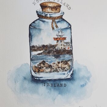 Painting titled "Howth Island - Orig…" by Clara Monnerot (L'Atelier Clara Del Sol), Original Artwork, Watercolor