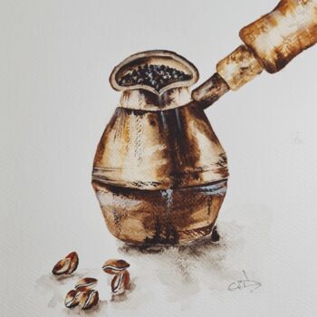 Картина под названием "Turkish Coffee Pot…" - Clara Monnerot (L'Atelier Clara Del Sol), Подлинное произведение искусства, Ак…