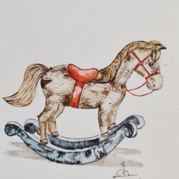 "Rocking Horse - Ori…" başlıklı Tablo Clara Monnerot (L'Atelier Clara Del Sol) tarafından, Orijinal sanat, Suluboya