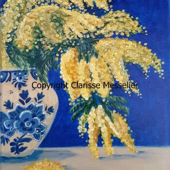 Schilderij getiteld "Mimosas" door Clarisse Messelier, Origineel Kunstwerk, Acryl