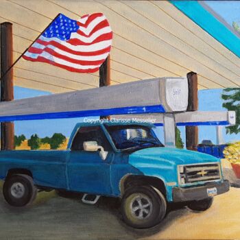 Schilderij getiteld "Chevy" door Clarisse Messelier, Origineel Kunstwerk, Acryl