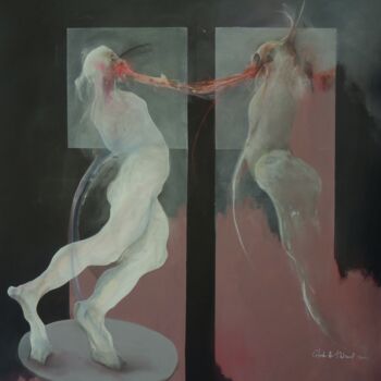 Painting titled "L'AUTRE SOI-MÊME /…" by Claude André Thibaud, Original Artwork, Acrylic Mounted on Wood Stretcher frame