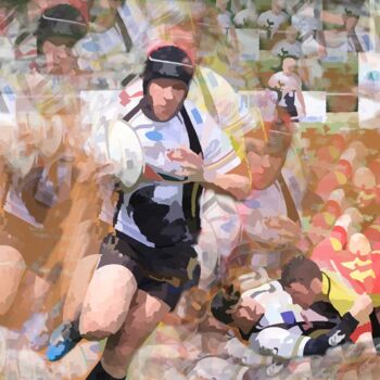 「action-de-rugby」というタイトルのデジタルアーツ Claude Conteによって, オリジナルのアートワーク, デジタル絵画