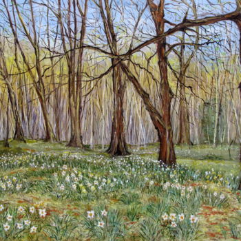 Peinture intitulée "PRINTEMPS NAISSANT" par Claude Evrard, Œuvre d'art originale, Huile Monté sur Châssis en bois