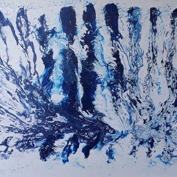 Painting titled "voyage au pays bleu…" by Claude Goasguen, Original Artwork, Acrylic