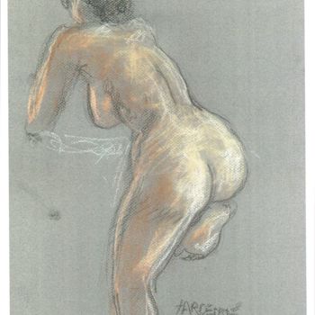 Peinture intitulée "Etude, nu de dos" par Claude Hardenne, Œuvre d'art originale