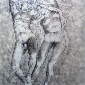 "Couple planant" başlıklı Resim Claude Hardenne tarafından, Orijinal sanat