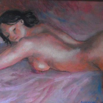 Painting titled "dormeuse..." by Claude Hardenne, Original Artwork