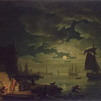 Painting titled "Entrée du port de P…" by Claude-Joseph Vernet, Original Artwork, Oil
