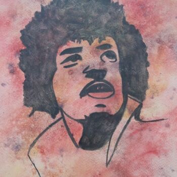 Pintura titulada "jymmi hendrix" por Claude Lacointe, Obra de arte original, Acuarela