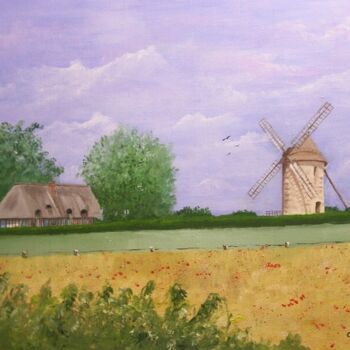 Painting titled "le moulin d'hauvill…" by Claude Lacointe, Original Artwork, Acrylic