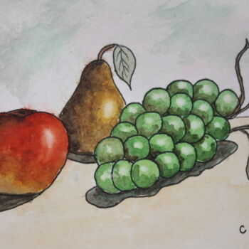 Peinture intitulée "nature morte aux fr…" par Claude Lacointe, Œuvre d'art originale, Aquarelle