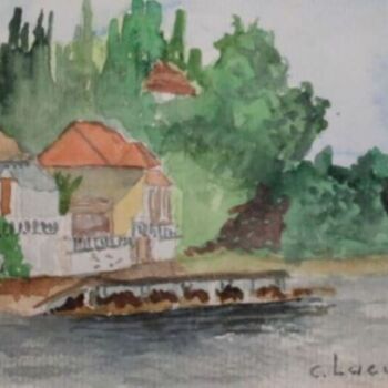 Painting titled "corfou" by Claude Lacointe, Original Artwork, Watercolor