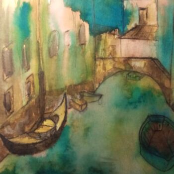 「Venise esquisse」というタイトルの絵画 Claude Laliによって, オリジナルのアートワーク, 水彩画