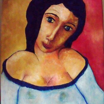 Malerei mit dem Titel "VISAGE DE FEMME" von Claude Lamamy, Original-Kunstwerk, Öl
