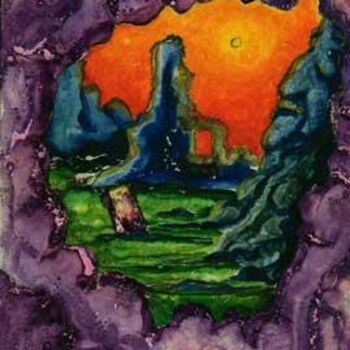 Peinture intitulée "Paysage" par Claude Langevin (Cloud Rabbit), Œuvre d'art originale, Huile
