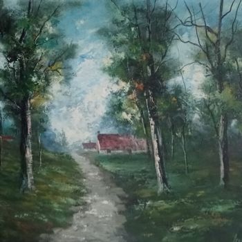 Painting titled "HST paysage de Vend…" by Art Plaisir, Original Artwork, Oil Mounted on Wood Stretcher frame