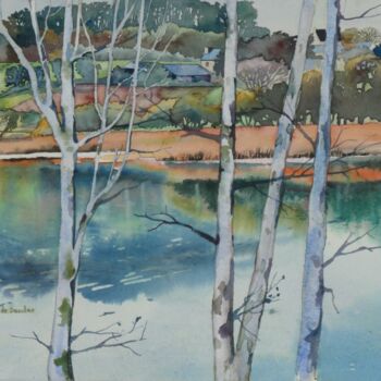 Painting titled "Rivière de Daoulas…" by Claude Marchalot, Original Artwork, Watercolor