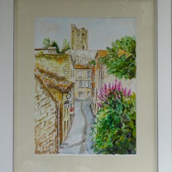 Painting titled "Escalette rue de Th…" by Claude Mornet, Original Artwork, Watercolor