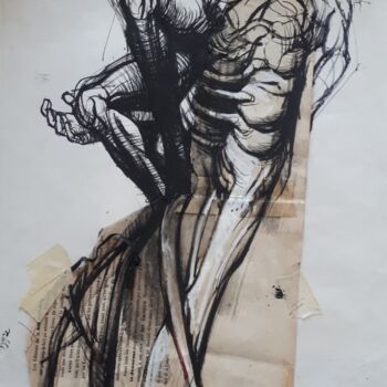 Drawing titled "COMPOSITION" by Claude Duvauchelle, Original Artwork, Marker