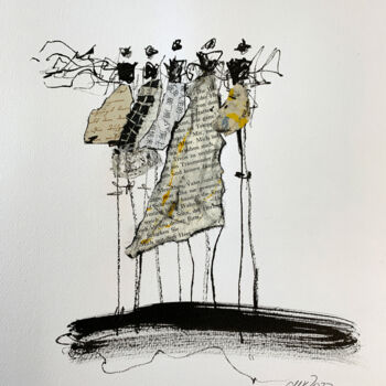 Drawing titled "ohne Titel - Gruppe…" by Claudia König (koenigsfigurine), Original Artwork, Ink